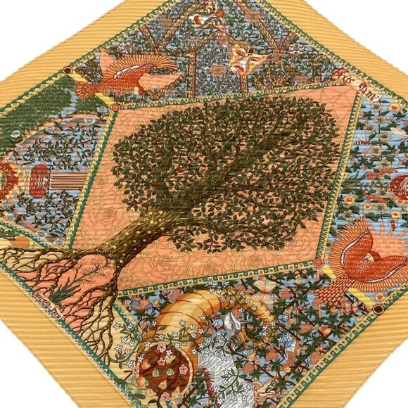 HERMES Carre 90 - Orange Light Blue Multi Scarf 306-072625 - Picture 1 of 4